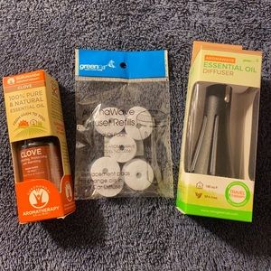 Essential Oil Car Diffuser,  Oil, and refill pads